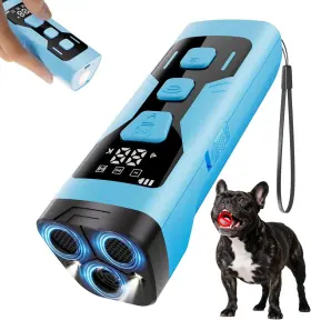 Brand Kqmop Fmf-d1 Dog Bark Deterrent Devices 3x Ultrasonic 65ft Anti Barking Device 4 Blue