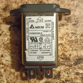 Delta 01geeg3e-r Emi Filter 115/250v 1a Panel Mount 2x6.5mh 1.0m Metal