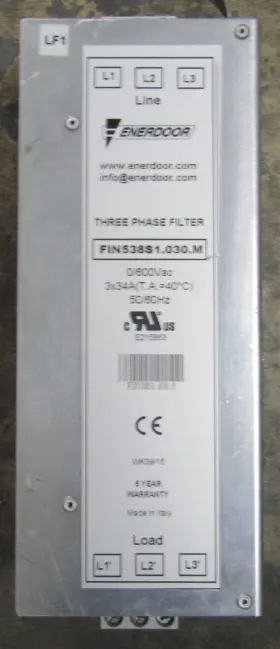 Enerdoor Fin538s1 Three Phase Filter 0/600vac 3x34a 50/60 Hz Enerdoor Fin538s1 Three Phase Filter 0/600vac 3x34a 50/60 Hz