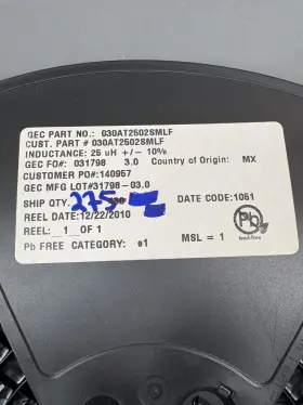 Gec 030at2502smlf 25pcs 25uh Inductor Smd Power Choke Coil