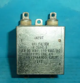 Hopkins F-2690-3 Eng. Rfi Filter 120v 2x 30 Amps Nos