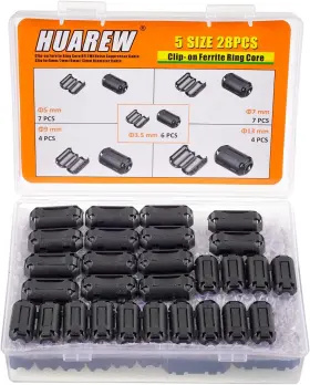 Huarew 744759515995 28 Pcs Black Clip-on Ferrite Ring Core For 3.5mm To 13mm Diameter Cable Huarew 744759515995 28 Pcs Black Clip-on Ferrite Ring Core For 3.5mm To 13mm Diameter Cable