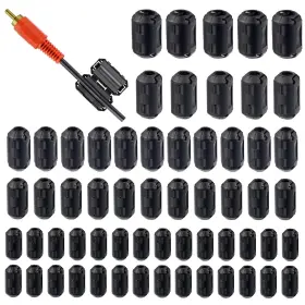 Huarew 791162826033 60 Pcs Black Clip-on Ferrite Ring Core Rfi Emi Noise Hr- Core-60p