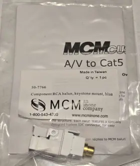 Mcm 50-7766 New Custom Audio A/v To Cat5 Rca Balun Keystone Mount