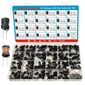 Minidodoca 313052115197 25 Values 242 Pcs Inductor Kit 1uh To 100 Mh Dip Radial Power Choke Inductors As
