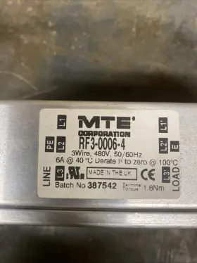 Mte Rf3-0006-4 Mfe 3 Wire 480 Rf Filter 6 Amps Mte Rf3-0006-4 Mfe 3 Wire 480 Rf Filter 6 Amps