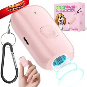 Nicuzm Dr-huoa-dwe7 Mini Ultrasonic Dog Bark Deterrent Device Effectively Stops Unwanted Pink