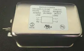 Radius Power Dsc2000-2.2-0 1100-314 Dual Stage Line Emi Filter 250vac 20a Radius Power Dsc2000-2.2-0 1100-314 Dual Stage Line Emi Filter 250vac 20a
