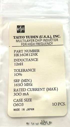 Taiyo Yuden Hk160812nk Chip Inductor 12nh 10% 1650 Mhz 10pcs