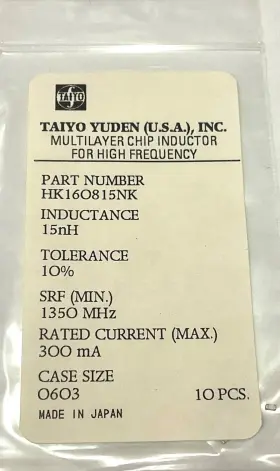 Taiyo Yuden Hk60815nk Chip Inductor Hk160818nk Hk160822nk Hk160827nk Hk160839nk Hk160833nk