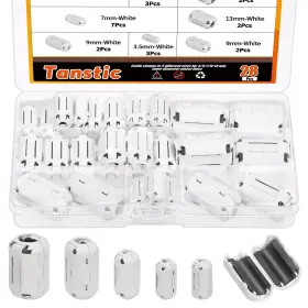 Tanstic T1735-1736 28pcs White Clip-on Ferrite Ring Core Rfi Emi Noise Suppressor Cable Clip For