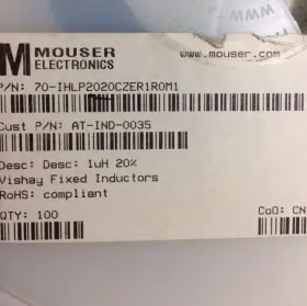Vishay Ihlp-2020czer1r0m1 Fixed Ind 1uh 10a 11 Mohm Smd Rohs 20 Pieces Vishay Ihlp-2020czer1r0m1 Fixed Ind 1uh 10a 11 Mohm Smd Rohs 20 Pieces