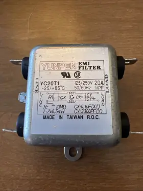 Yunpen Yc20t1 Emi Filter 20a 125/250v -25/ 85 C 50/60hz Used Free Ship Yunpen Yc20t1 Emi Filter 20a 125/250v -25/ 85 C 50/60hz Used Free Ship